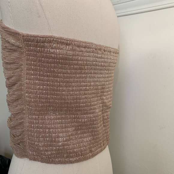 Anthropologie | L | Maeve Ruffled metallic tube top in light pink - Picture 5 of 5